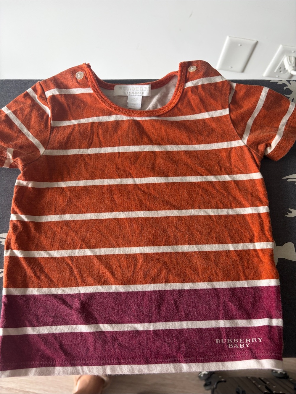 Burberry Striped Orange, Purple & White Baby Tee